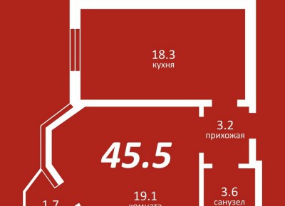 Продажа 1-комн. квартиры, 45.5 м², этаж 3 из 5